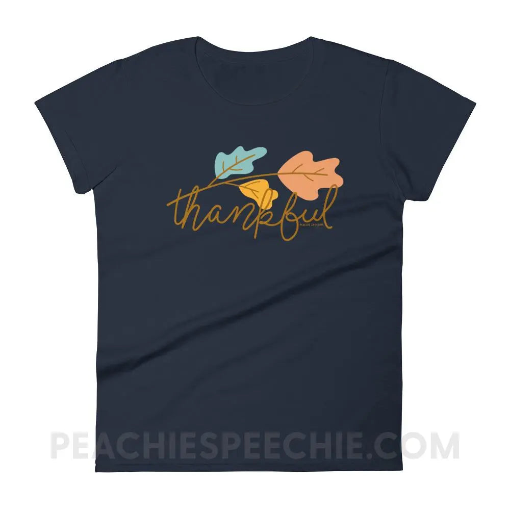 Thankful Women’s Trendy Tee - Navy / S - T-Shirts & Tops peachiespeechie.com