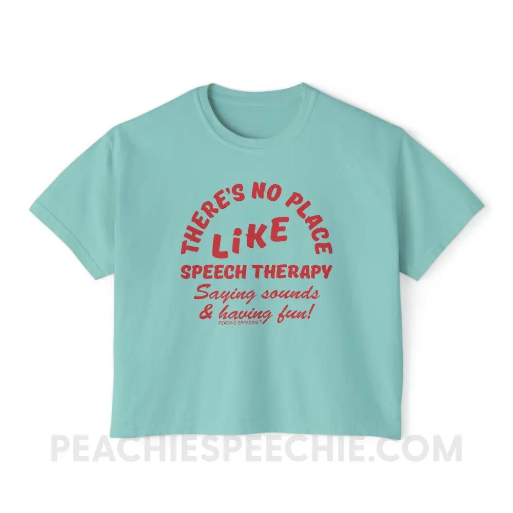 There’s No Place Like Speech Therapy Comfort Colors Boxy Tee - Chalky Mint / S T-Shirt peachiespeechie.com