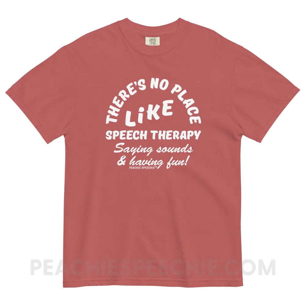 There’s No Place Like Speech Therapy Comfort Colors Tee - Crimson / S peachiespeechie.com
