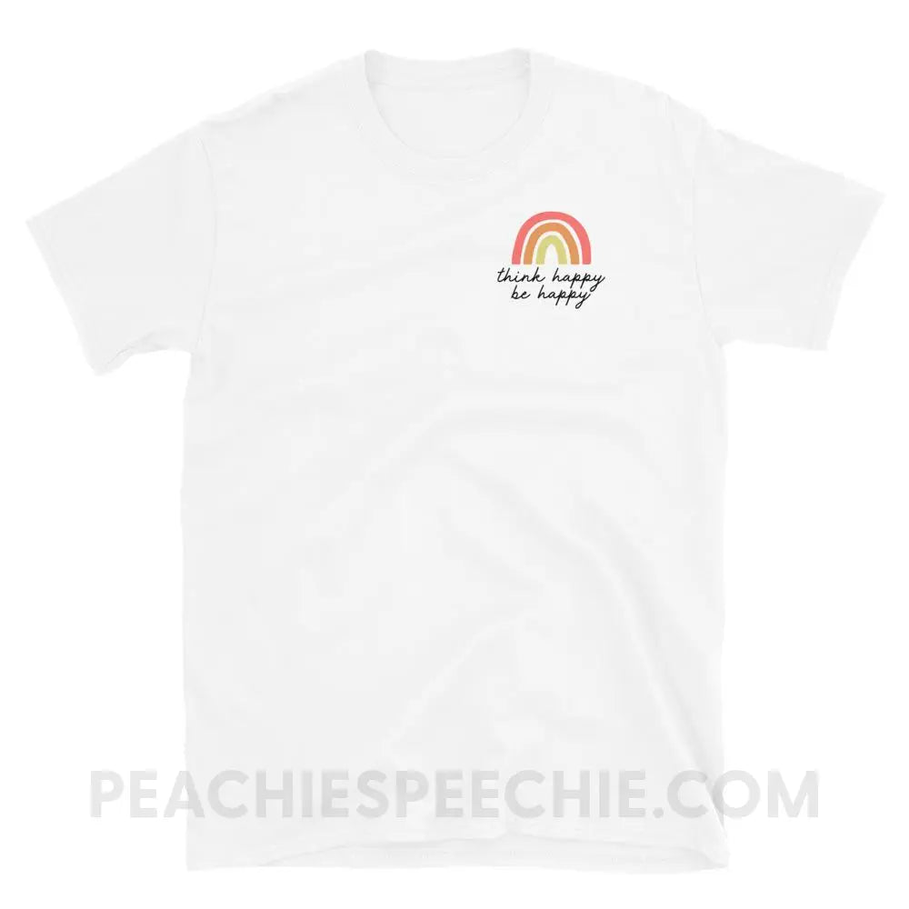 Think Happy Be Classic Tee - White / M - T-Shirts & Tops peachiespeechie.com