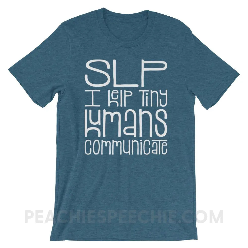 Tiny Humans Premium Soft Tee - Heather Deep Teal / S T - Shirts & Tops peachiespeechie.com