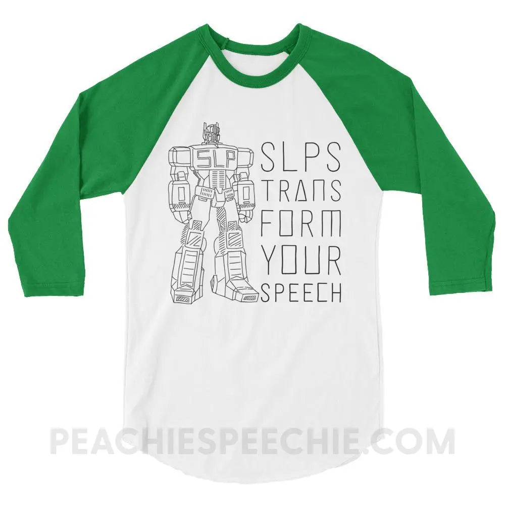 Transform Speech Baseball Tee - White/Kelly / XS T-Shirts & Tops peachiespeechie.com