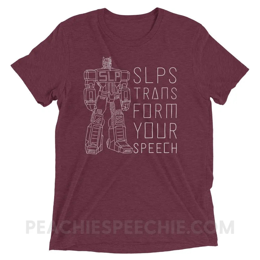 Transform Speech Tri - Blend Tee - Maroon Triblend / XS - T - Shirts & Tops peachiespeechie.com