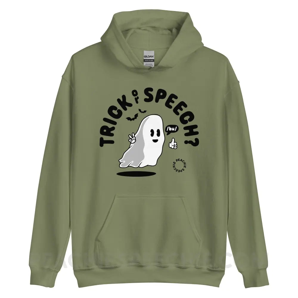 Trick or Speech Classic Hoodie - Military Green / S - peachiespeechie.com