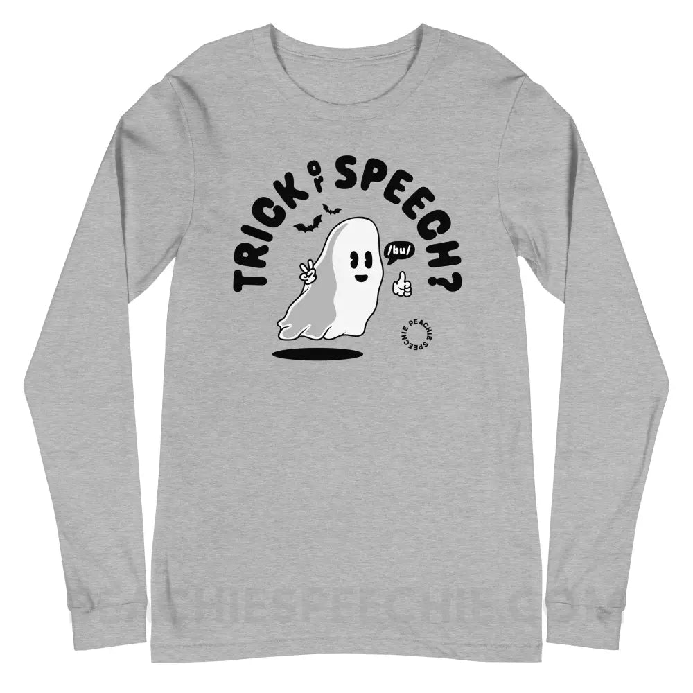 Trick or Speech Premium Long Sleeve - Athletic Heather / XS - peachiespeechie.com
