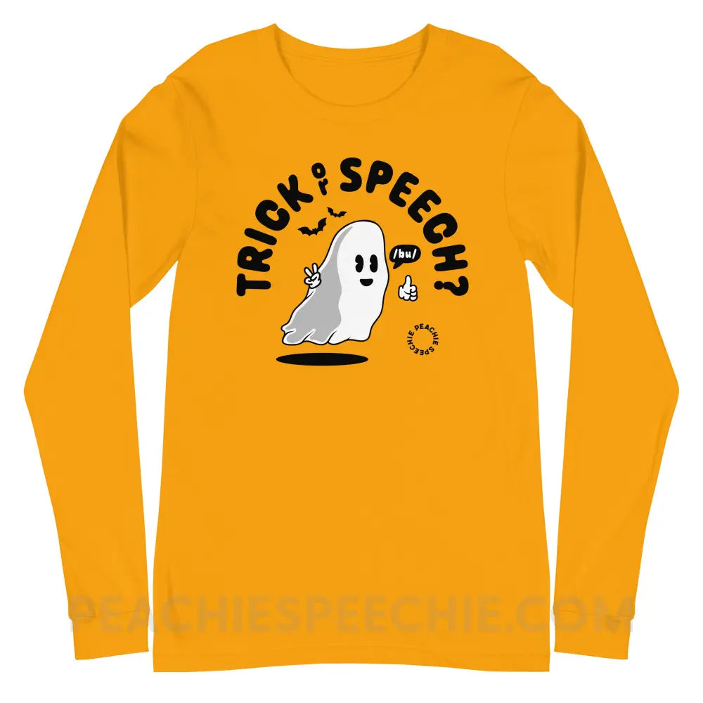 Trick or Speech Premium Long Sleeve - Gold / XS - peachiespeechie.com