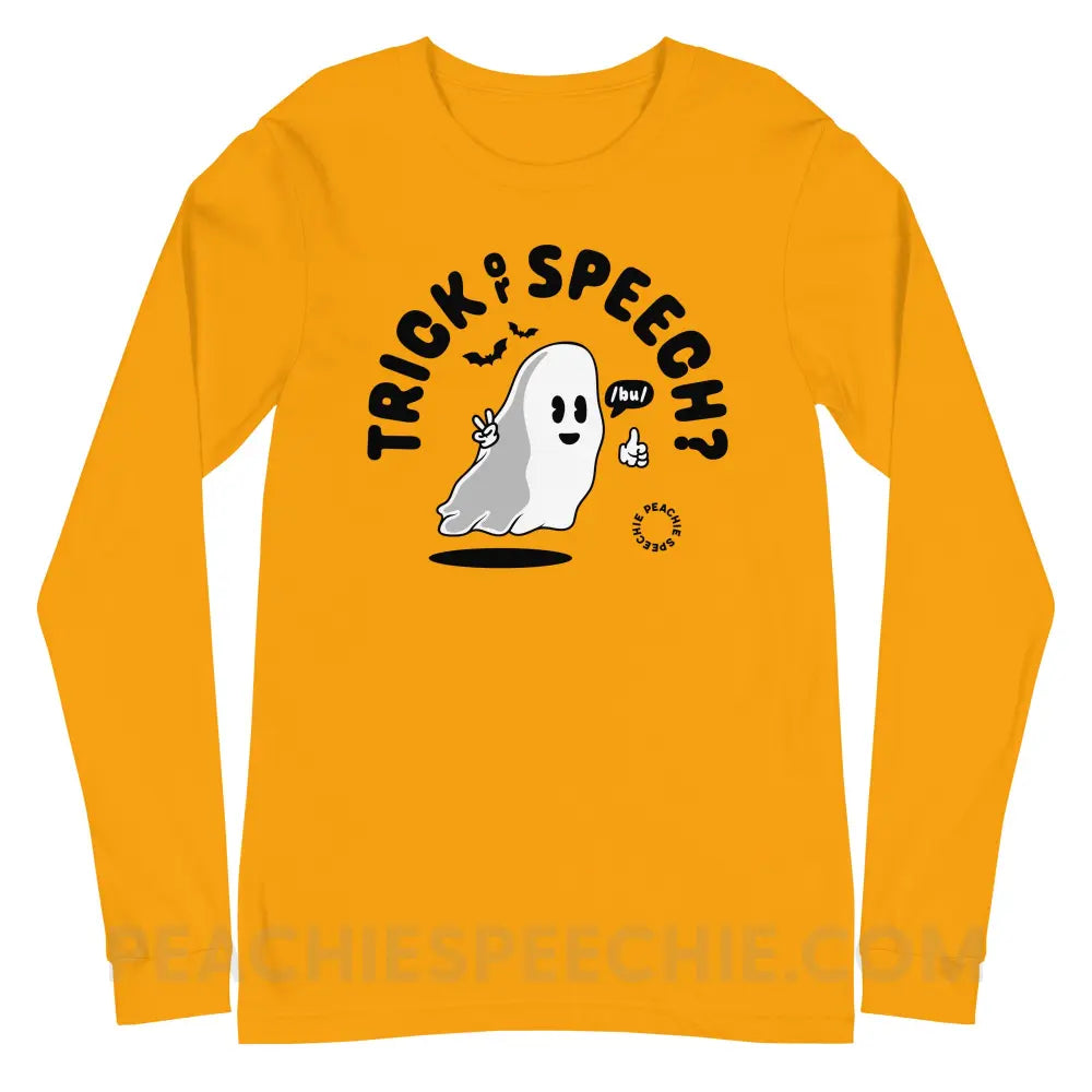 Trick or Speech Premium Long Sleeve - Gold / XS - peachiespeechie.com