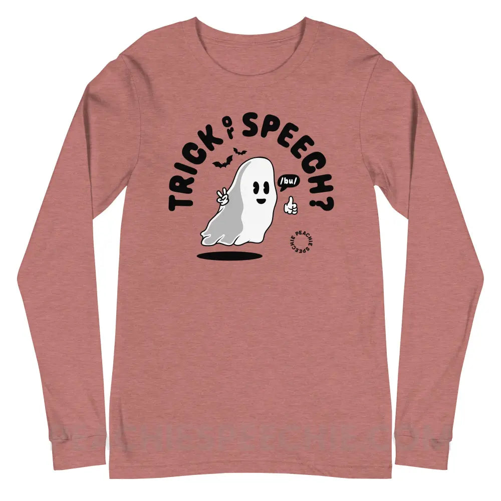 Trick or Speech Premium Long Sleeve - Heather Mauve / XS - peachiespeechie.com