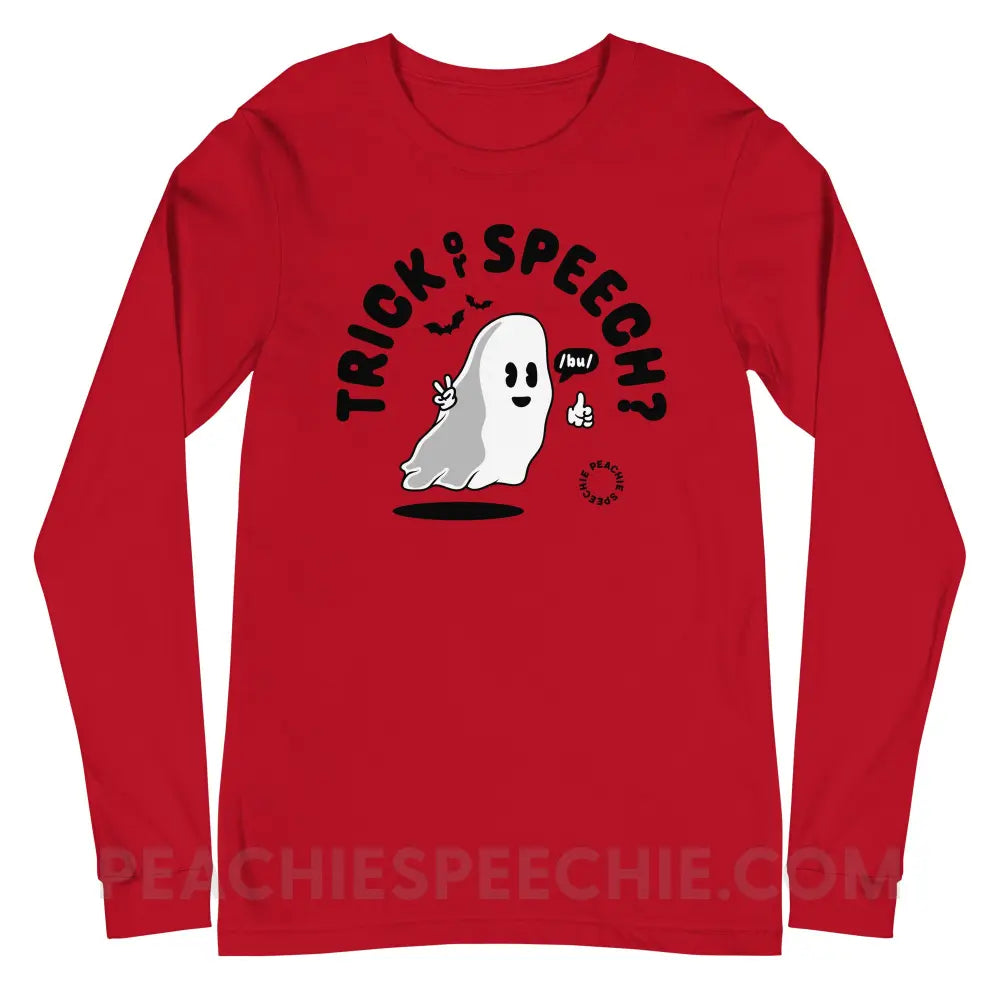 Trick or Speech Premium Long Sleeve - Red / XS - peachiespeechie.com