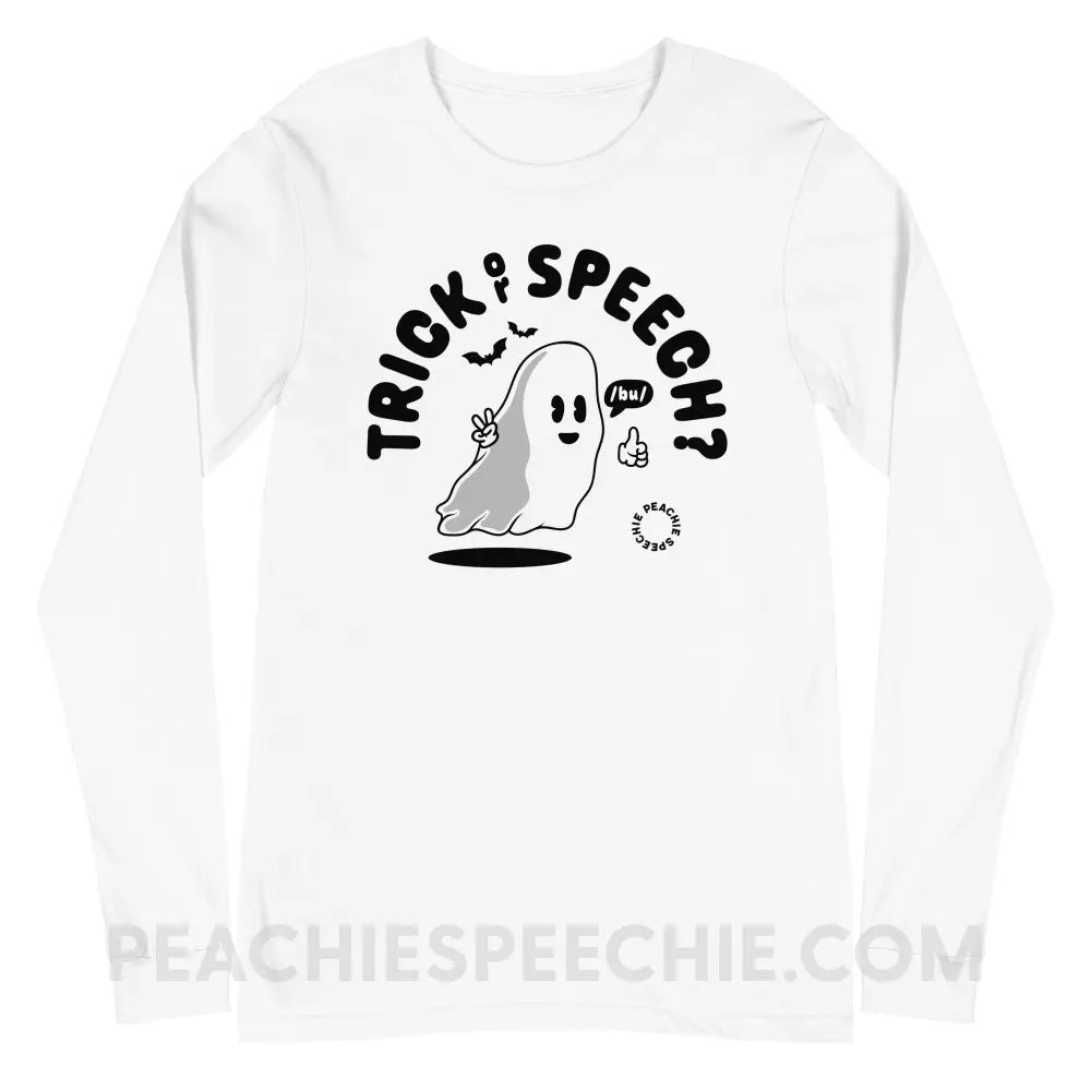 Trick or Speech Premium Long Sleeve - White / XS - peachiespeechie.com