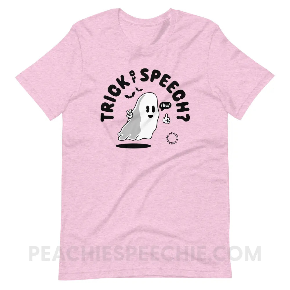 Trick or Speech Premium Soft Tee - Heather Prism Lilac / XS peachiespeechie.com