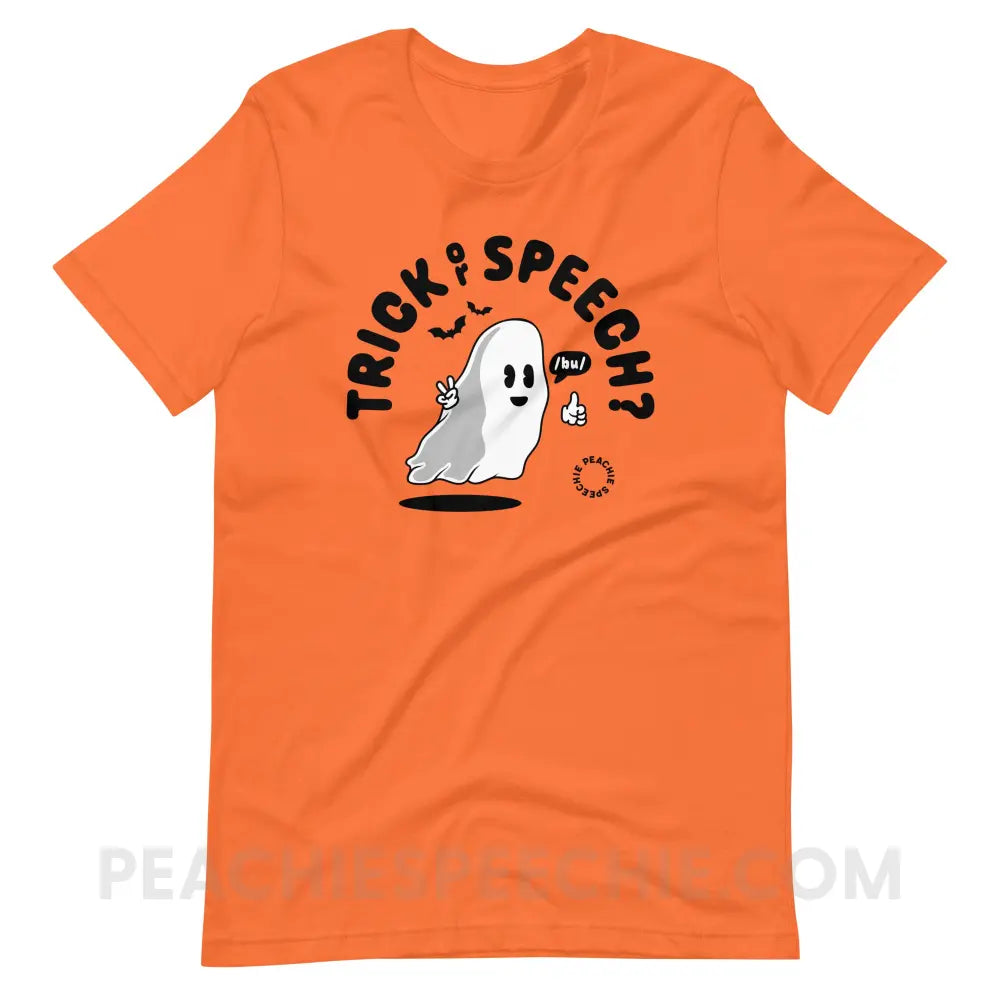 Trick or Speech Premium Soft Tee - Orange / XS peachiespeechie.com