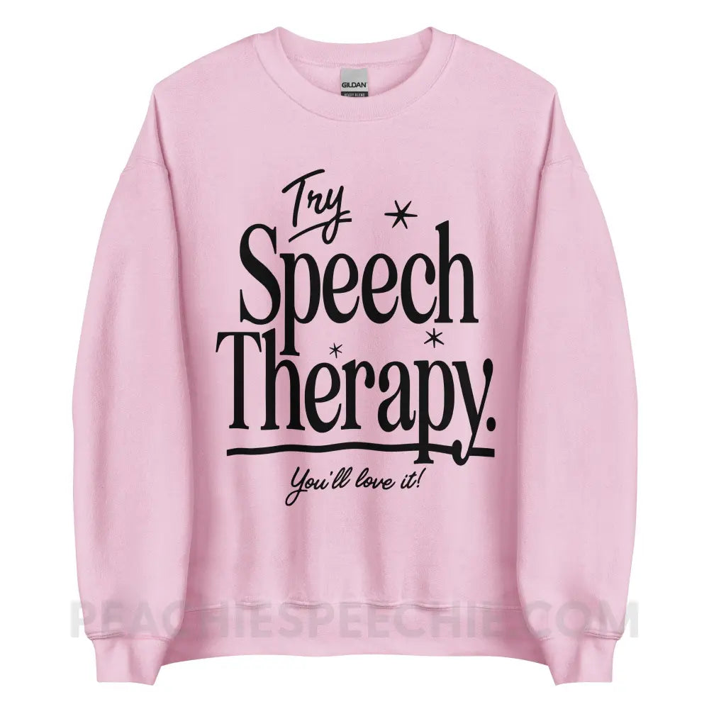Try Speech Therapy Classic Sweatshirt - Light Pink / S peachiespeechie.com