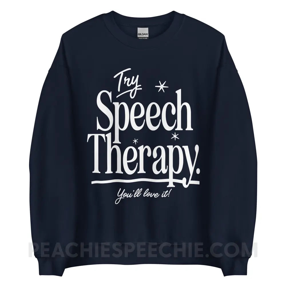 Try Speech Therapy Classic Sweatshirt - Navy / S peachiespeechie.com