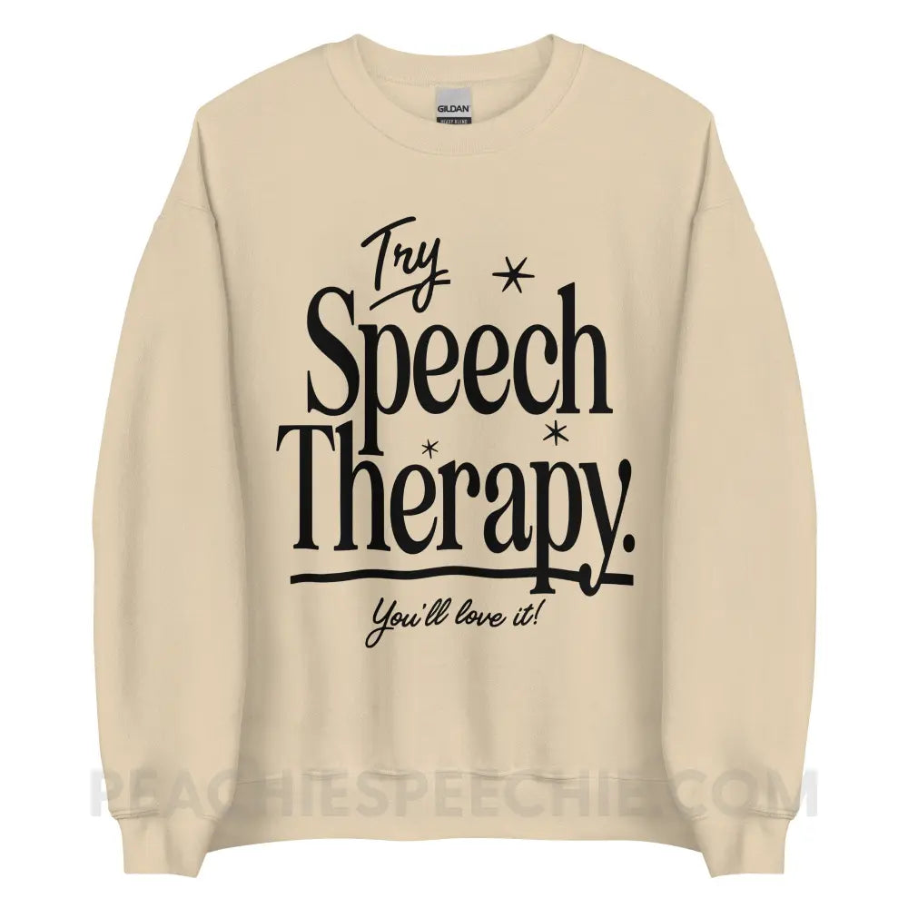 Try Speech Therapy Classic Sweatshirt - Sand / S peachiespeechie.com