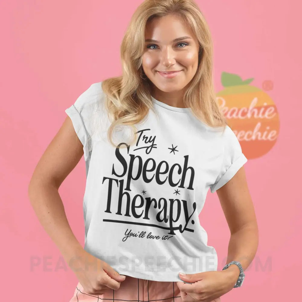 Try Speech Therapy Comfort Colors Tee - White / S peachiespeechie.com