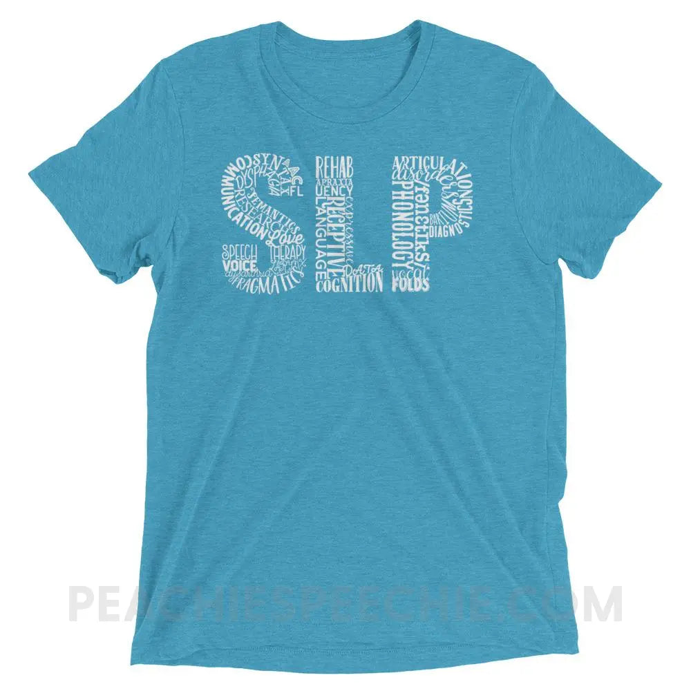 Typographic SLP Tri-Blend Tee - Aqua Triblend / XS - T-Shirts & Tops peachiespeechie.com