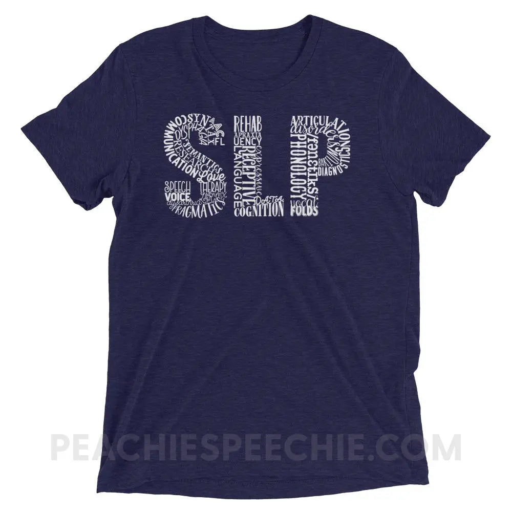 Typographic SLP Tri-Blend Tee - Navy Triblend / XS - T-Shirts & Tops peachiespeechie.com