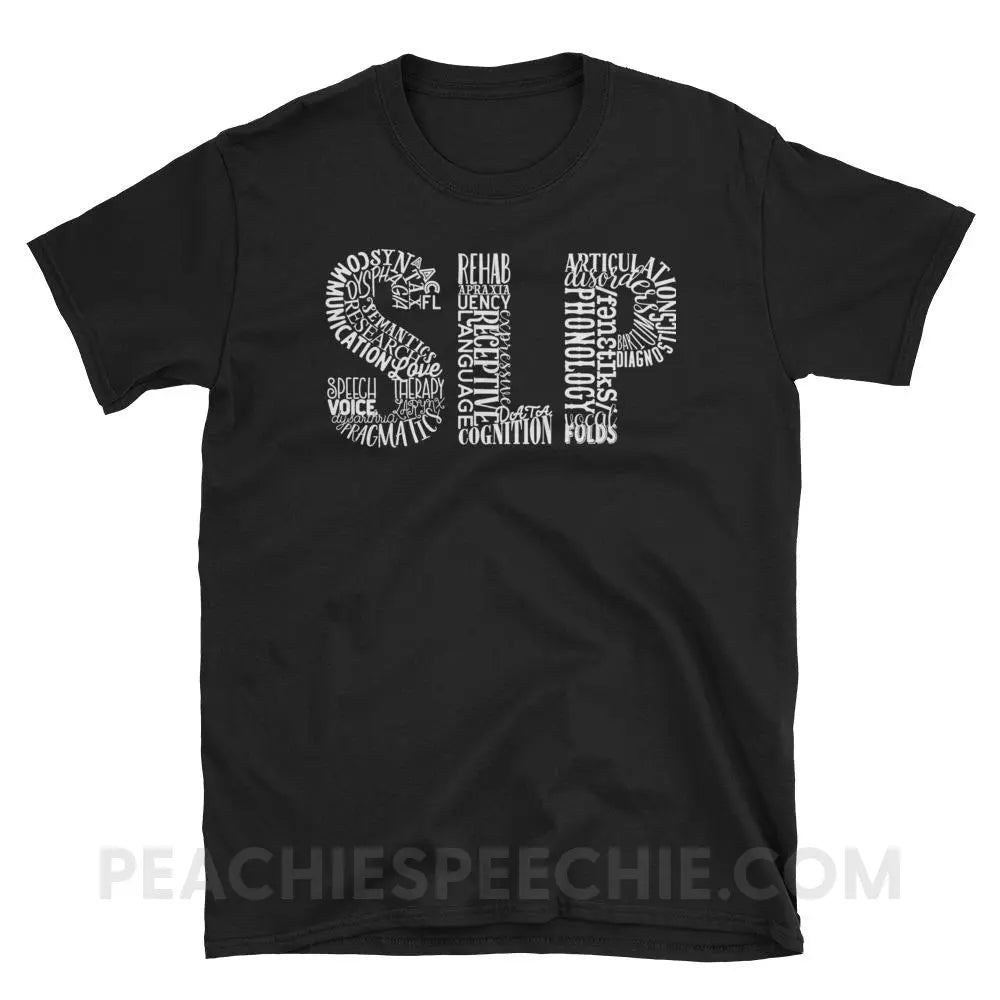 Typographic SLP Classic Tee - Black / S - T-Shirts & Tops peachiespeechie.com