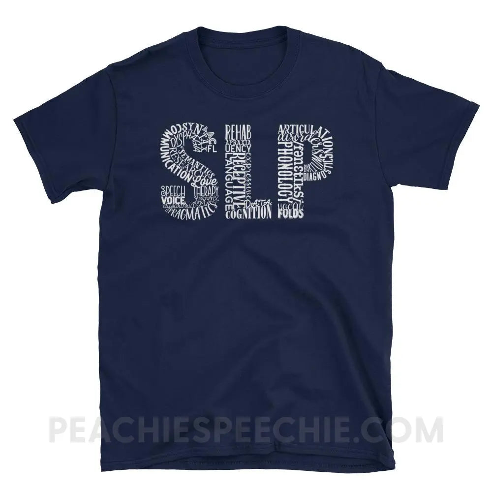 Typographic SLP Classic Tee - Navy / S - T-Shirts & Tops peachiespeechie.com