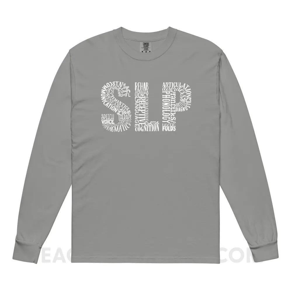 Typographic SLP Comfort Colors Long Sleeve - Grey / S - peachiespeechie.com