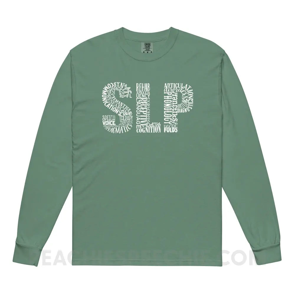 Typographic SLP Comfort Colors Long Sleeve - Light Green / S - peachiespeechie.com