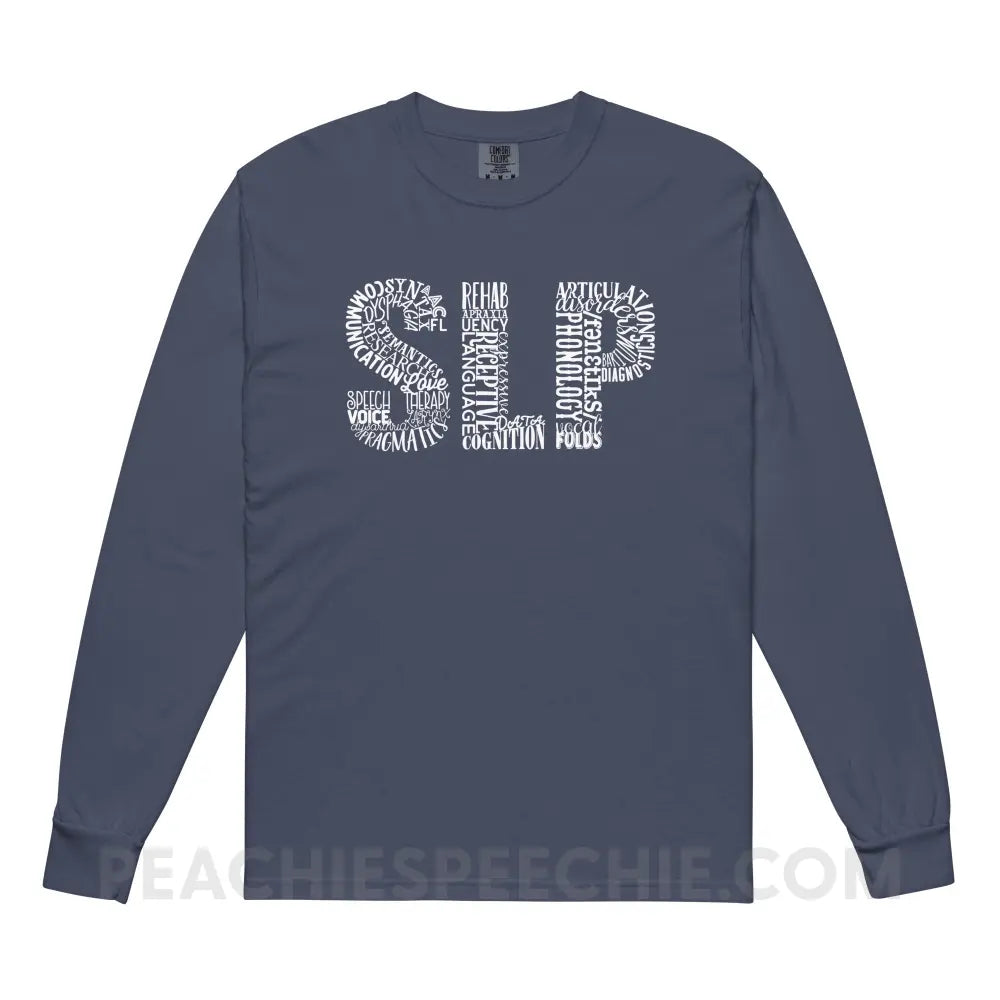 Typographic SLP Comfort Colors Long Sleeve - Navy / S - peachiespeechie.com
