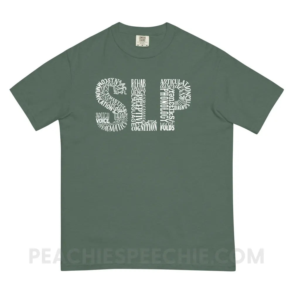 Typographic SLP Comfort Colors Tee - Blue Spruce / S - peachiespeechie.com