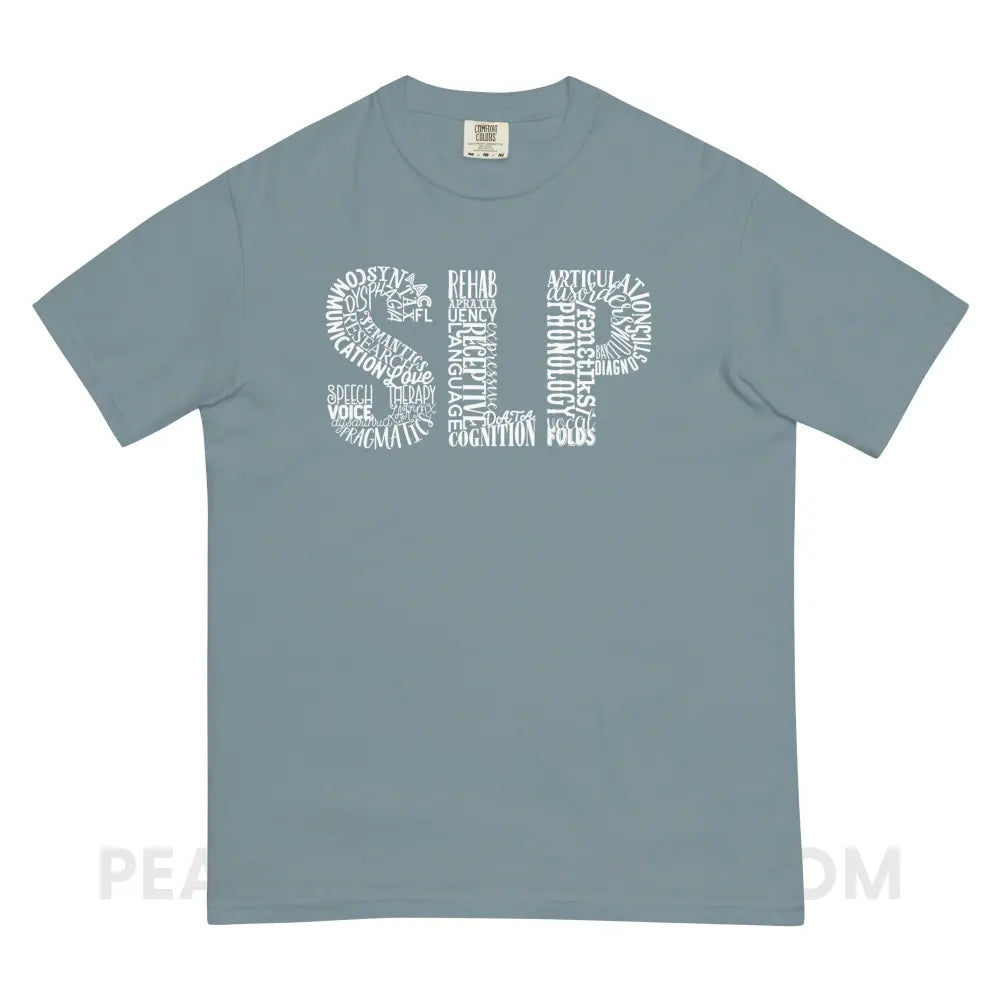 Typographic SLP Comfort Colors Tee - Ice Blue / S - peachiespeechie.com