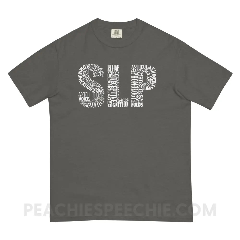 Typographic SLP Comfort Colors Tee - Pepper / S - peachiespeechie.com