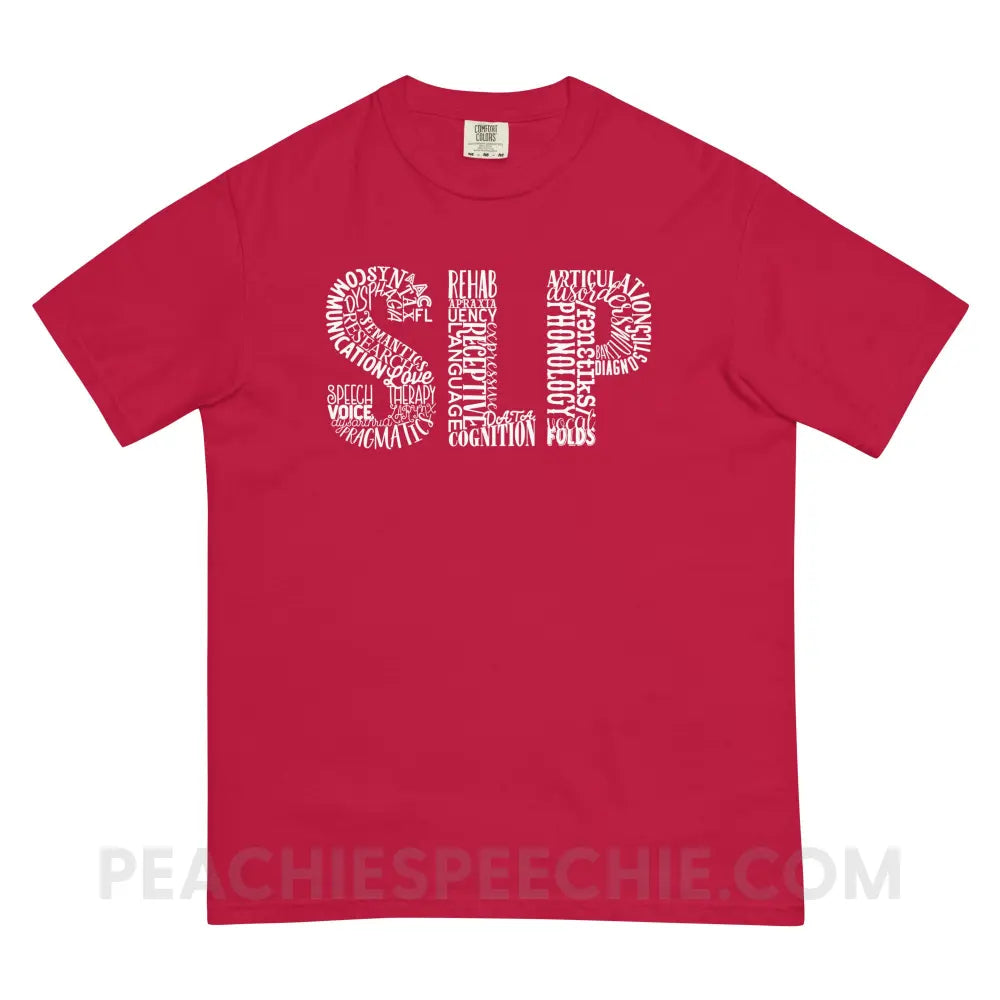 Typographic SLP Comfort Colors Tee - Red / S - peachiespeechie.com