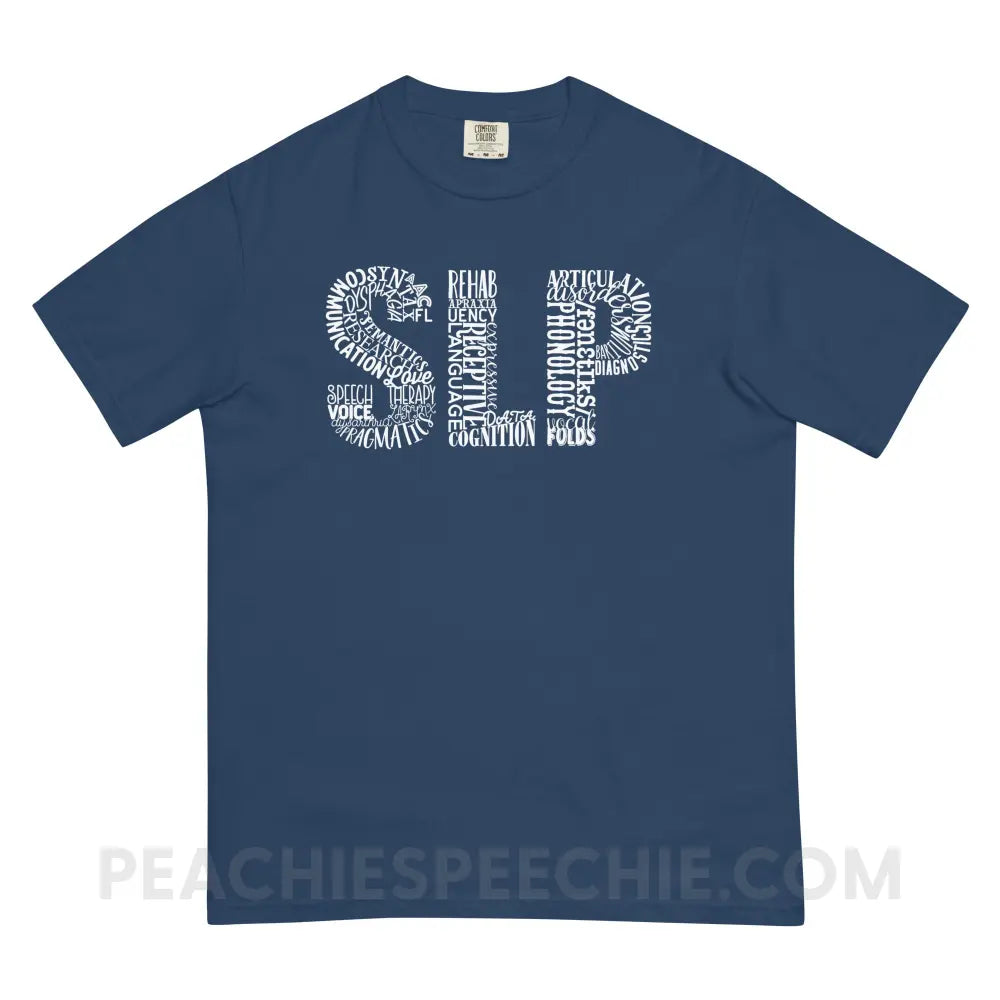 Typographic SLP Comfort Colors Tee - True Navy / S - peachiespeechie.com