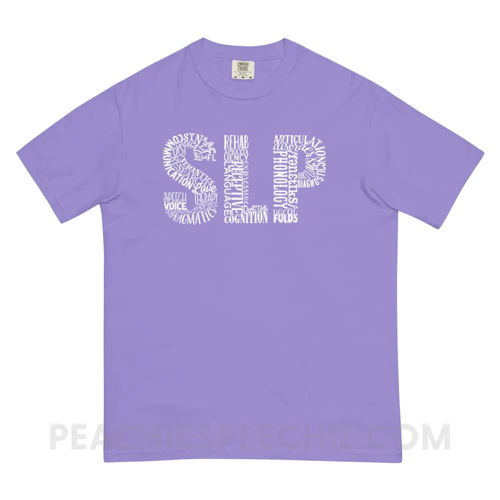 Typographic SLP Comfort Colors Tee - Violet / S - peachiespeechie.com