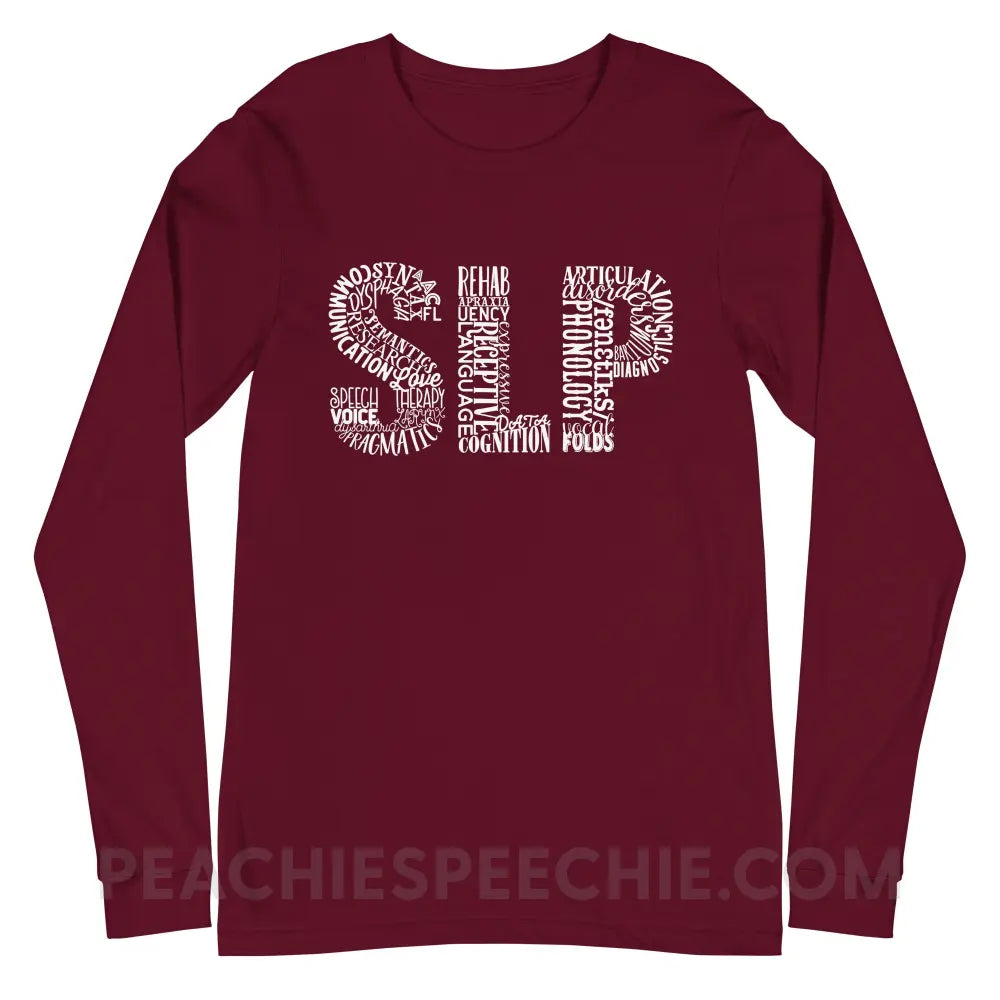 Typographic SLP Long Premium Sleeve - Maroon / S - T-Shirts & Tops peachiespeechie.com