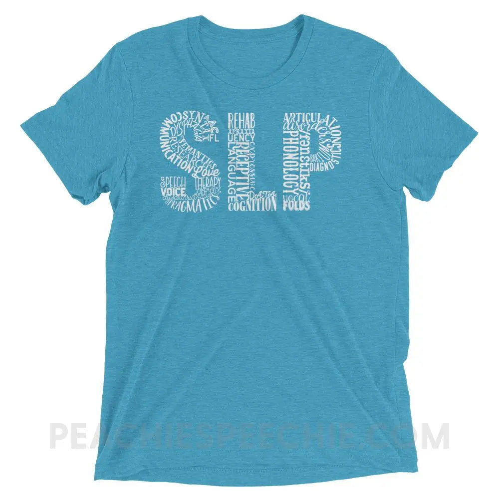 Typographic SLP Tri-Blend Tee - Aqua Triblend / XS - T-Shirts & Tops peachiespeechie.com