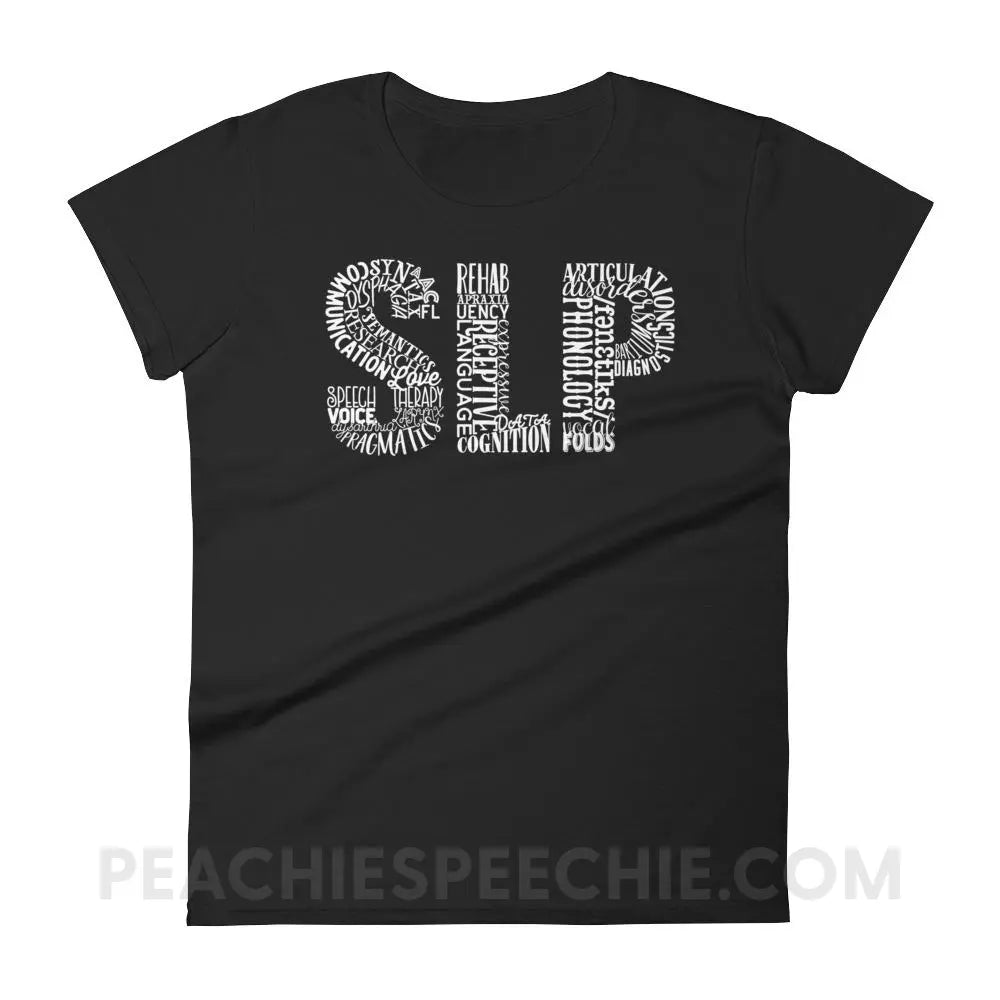 Typographic SLP Women’s Trendy Tee - Black / S T-Shirts & Tops peachiespeechie.com