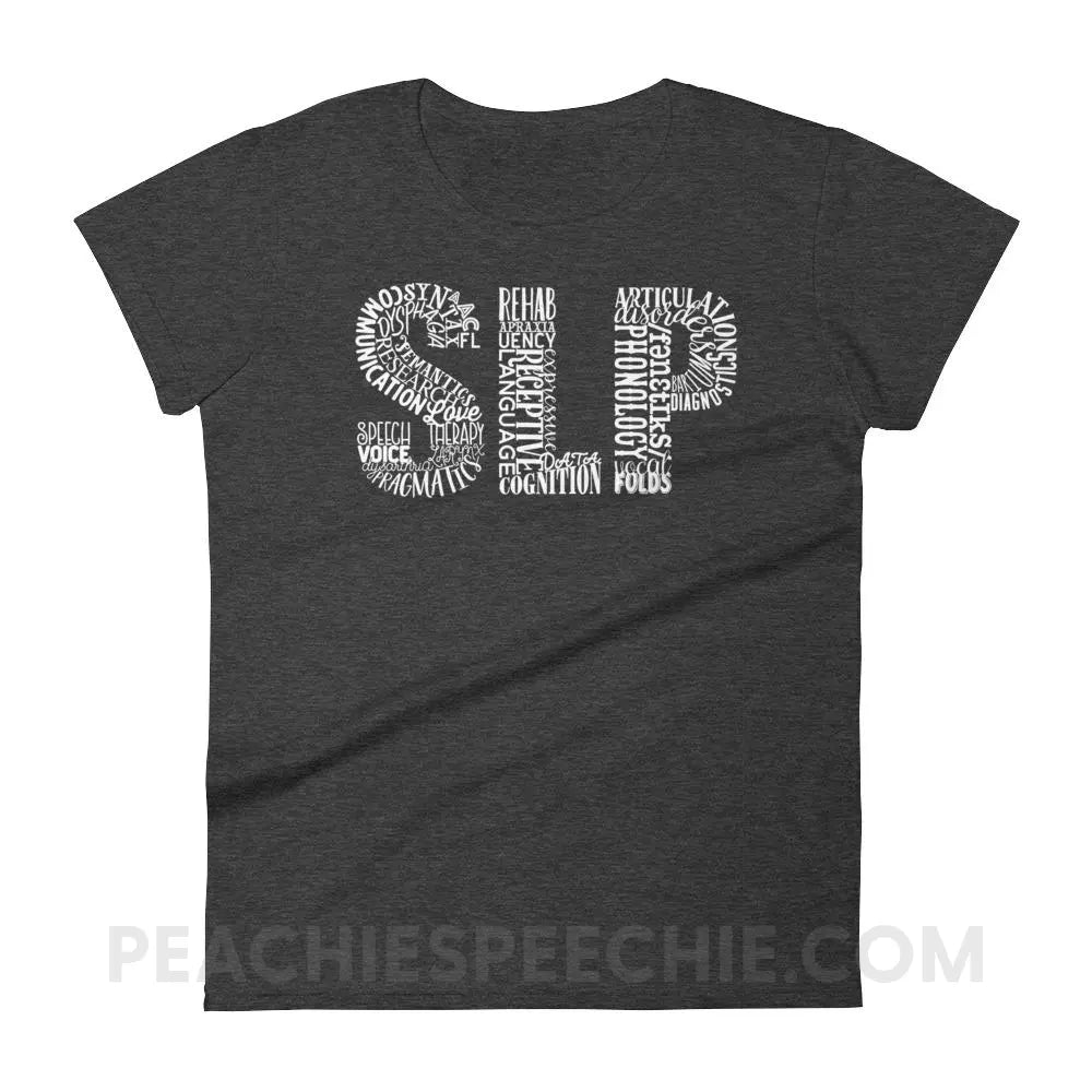 Typographic SLP Women’s Trendy Tee - Heather Dark Grey / S T-Shirts & Tops peachiespeechie.com