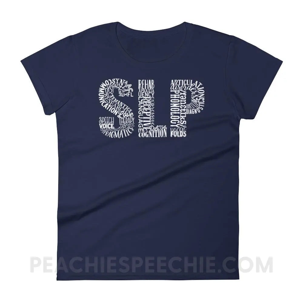 Typographic SLP Women’s Trendy Tee - Navy / S T-Shirts & Tops peachiespeechie.com