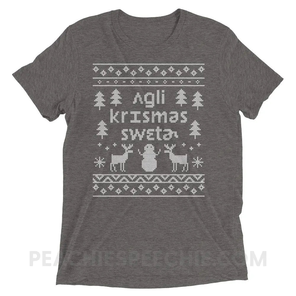 Ugly Christmas Sweater Tri-Blend Tee - Grey Triblend / XS - T-Shirts & Tops peachiespeechie.com