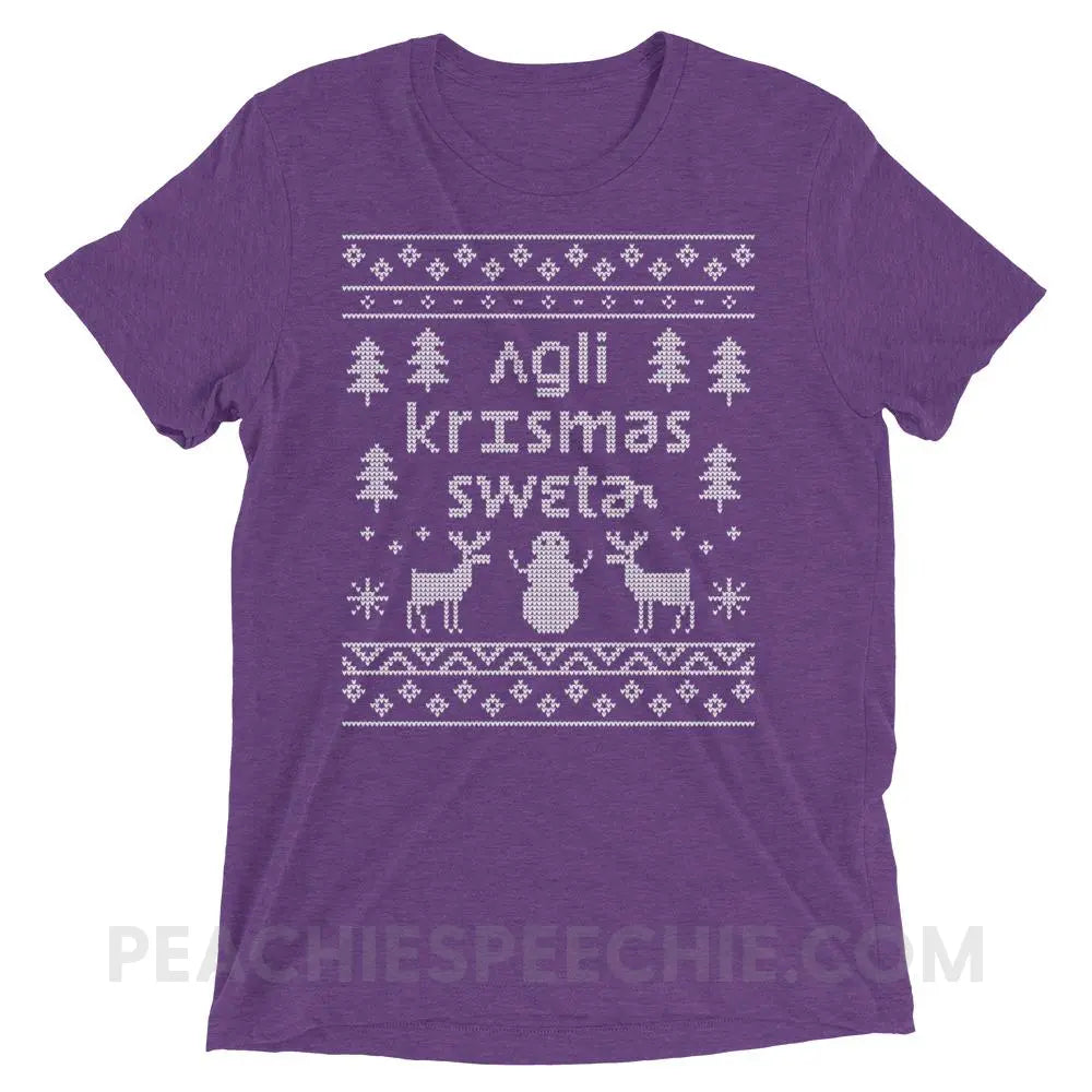 Ugly Christmas Sweater Tri-Blend Tee - Purple Triblend / XS - T-Shirts & Tops peachiespeechie.com