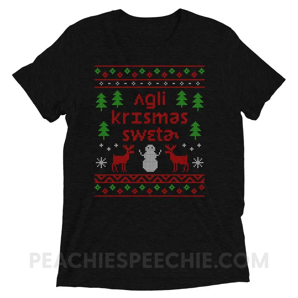 Ugly Christmas Sweater Tri-Blend Tee - Solid Black Triblend / XS - T-Shirts & Tops peachiespeechie.com