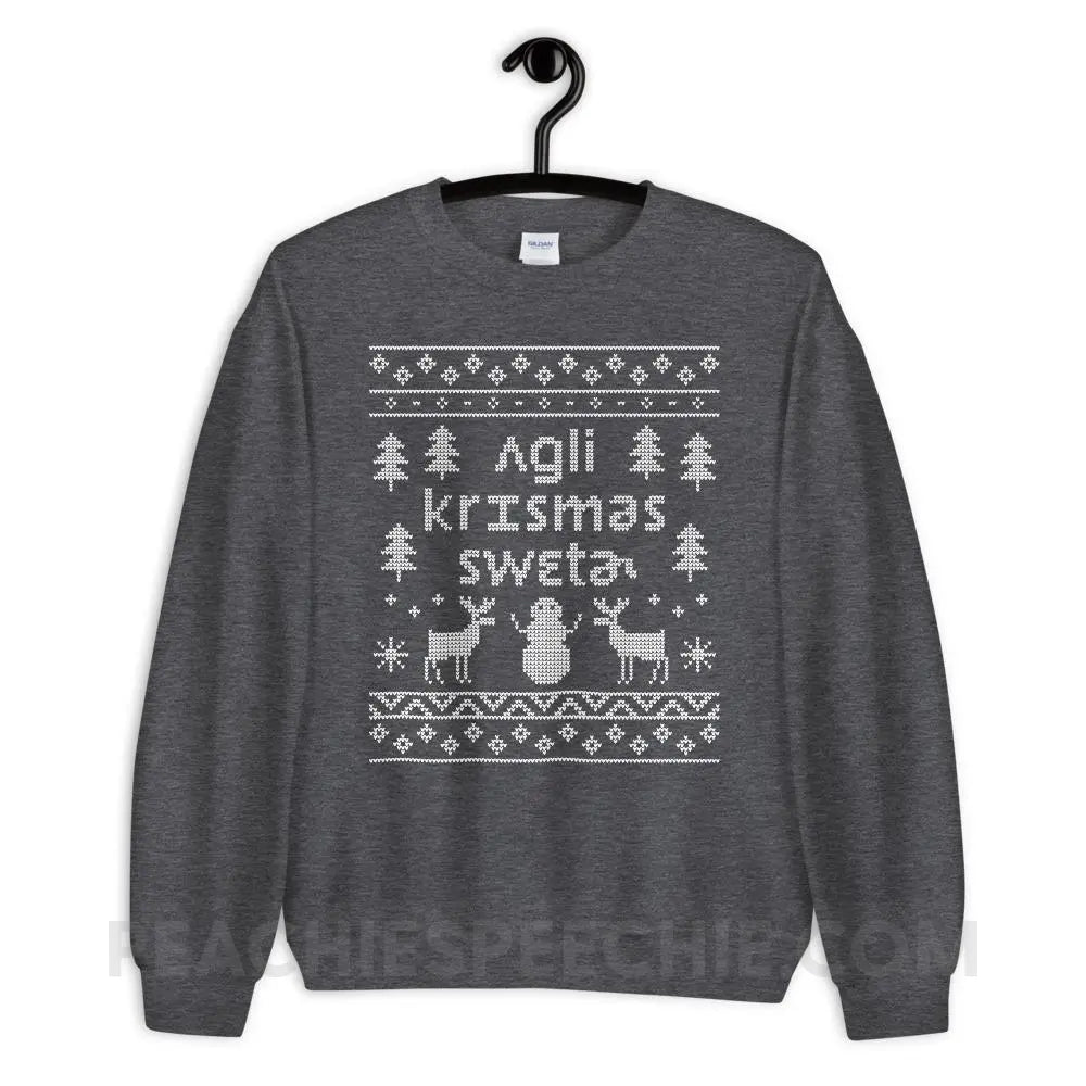 Ugly Christmas Sweater Classic Sweatshirt - Dark Heather / S - Hoodies & Sweatshirts peachiespeechie.com