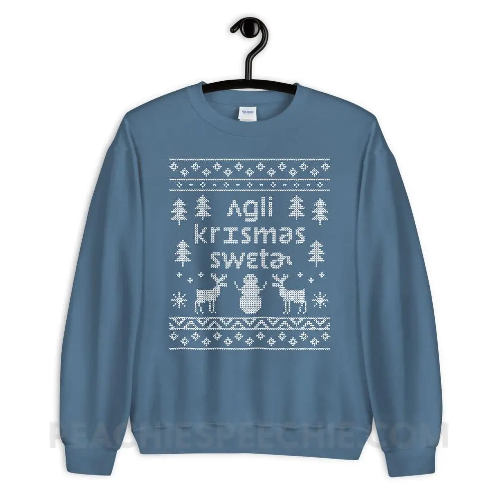 Ugly Christmas Sweater Classic Sweatshirt - Indigo Blue / S - Hoodies & Sweatshirts peachiespeechie.com