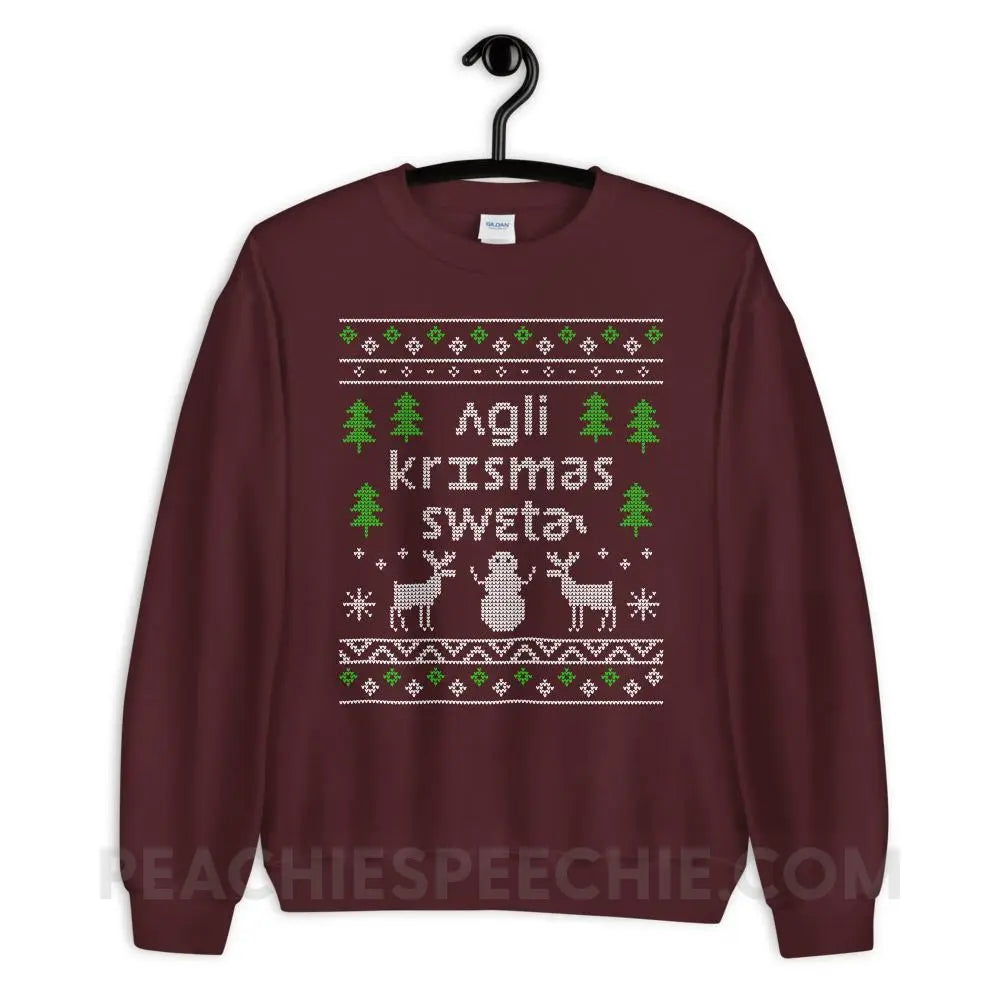 Ugly Christmas Sweater Classic Sweatshirt - Maroon / S - Hoodies & Sweatshirts peachiespeechie.com