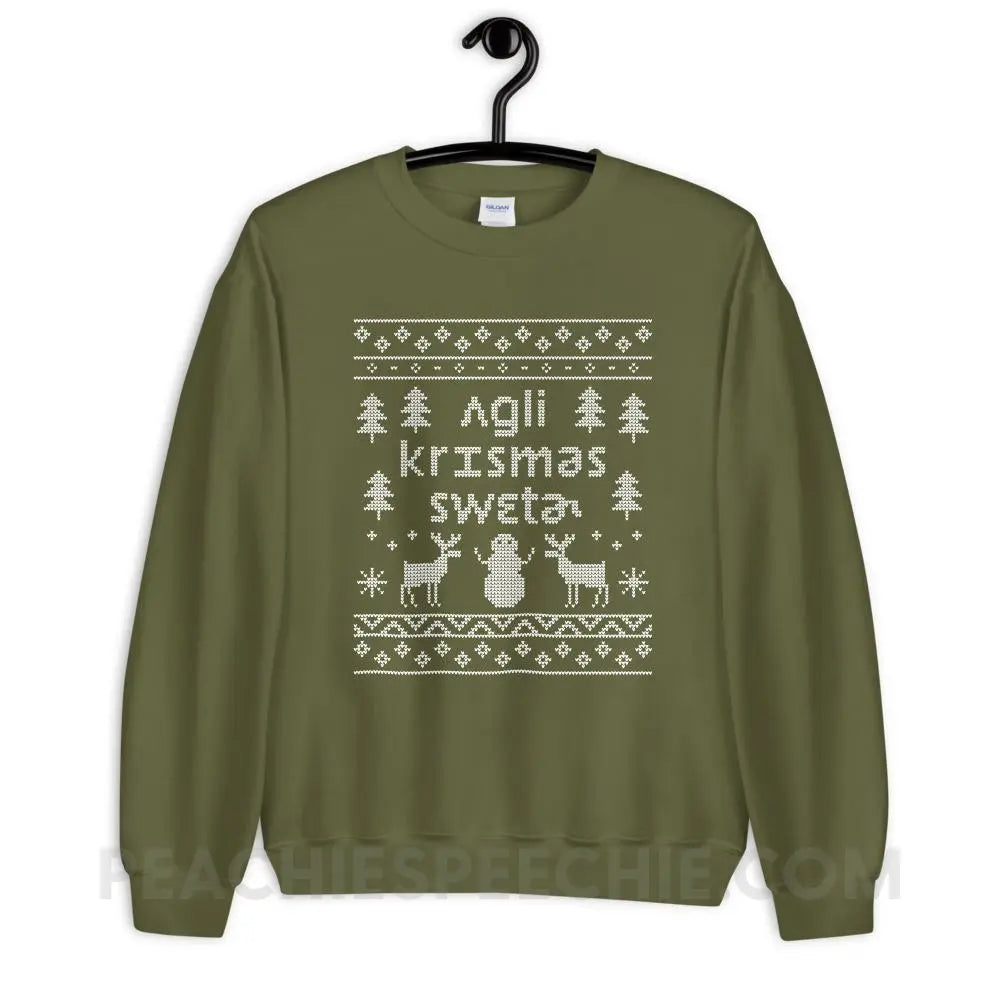 Ugly Christmas Sweater Classic Sweatshirt - Military Green / S Hoodies & Sweatshirts peachiespeechie.com