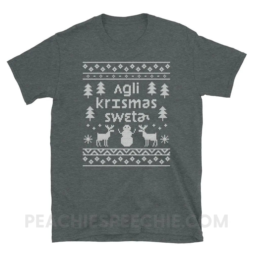 Ugly Christmas Sweater Classic Tee - Dark Heather / S - T-Shirts & Tops peachiespeechie.com