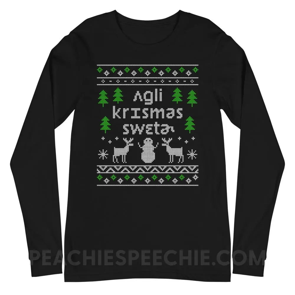 Ugly Christmas Sweater Premium Long Sleeve - Black / XS - peachiespeechie.com