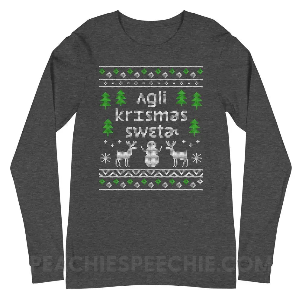 Ugly Christmas Sweater Premium Long Sleeve - Dark Grey Heather / XS - peachiespeechie.com