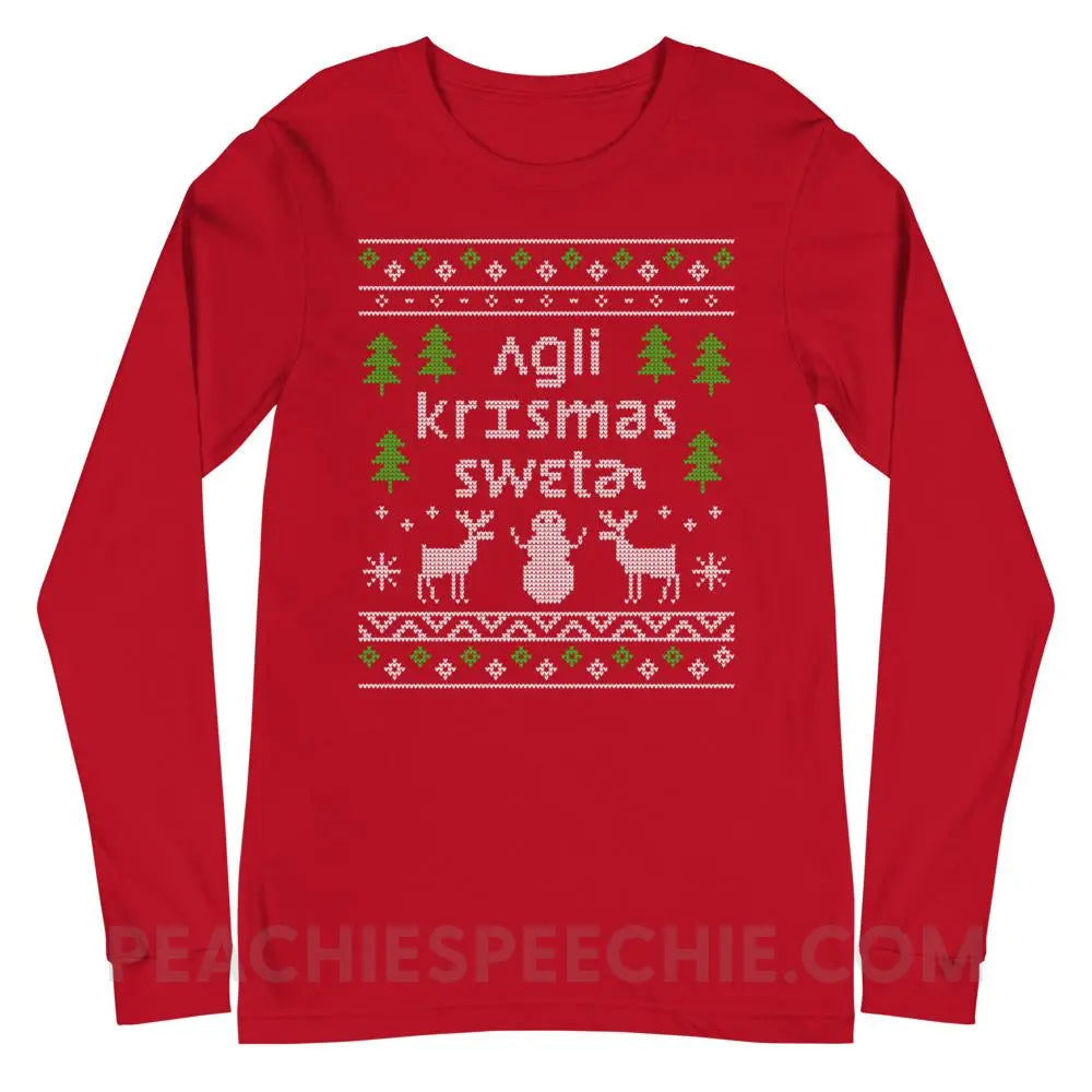 Ugly Christmas Sweater Premium Long Sleeve - Red / XS - peachiespeechie.com