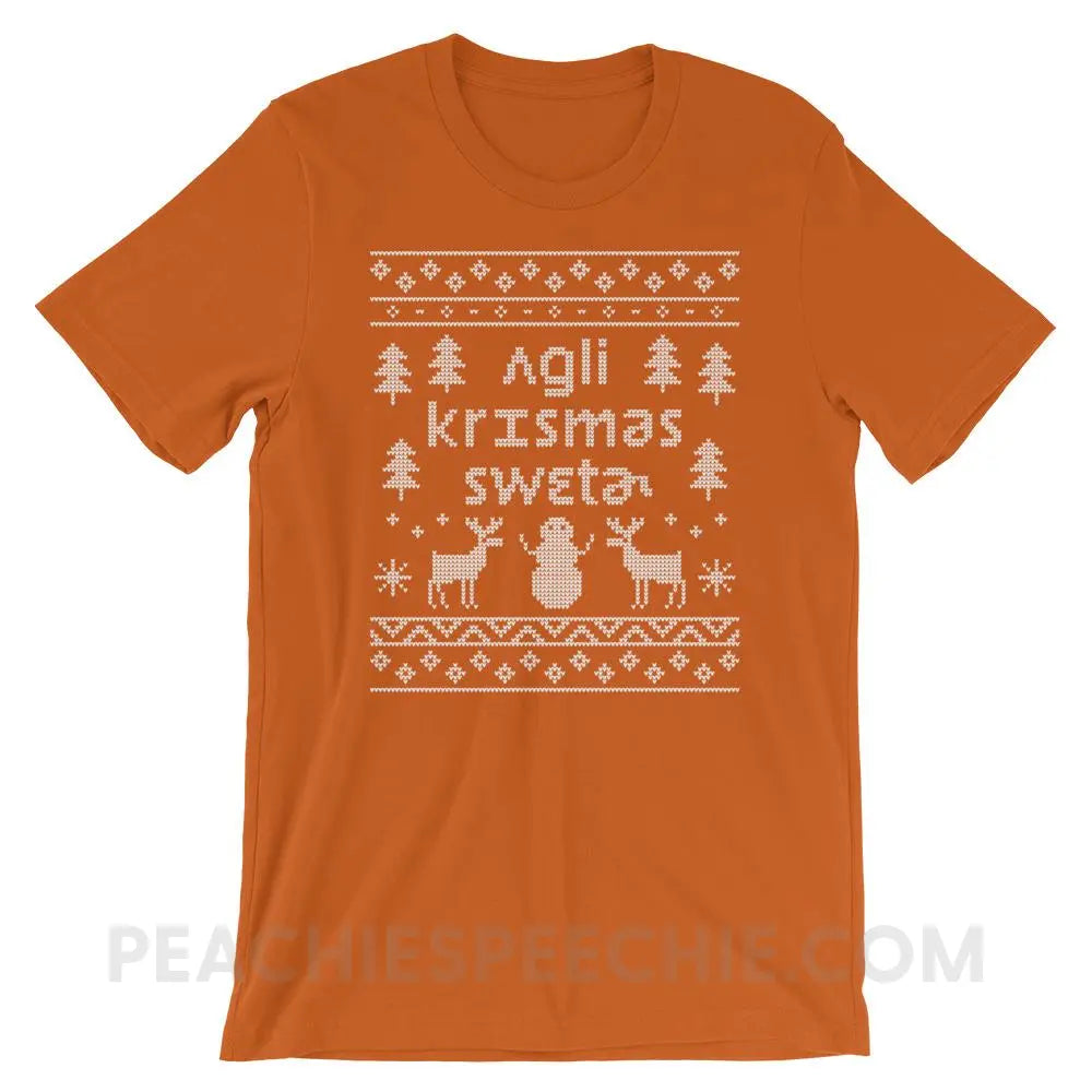 Ugly Christmas Sweater Premium Soft Tee - Autumn / S - T-Shirts & Tops peachiespeechie.com